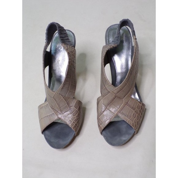 STUDIO9 Nine West Gray Croc High Heel Pumps Sandals Shoes 8 - Picture 4 of 6